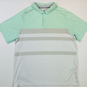 Under Armour Mens 2XL/XXL Polo Shirt Green Gray Stripe Golf Pickleball Tennis